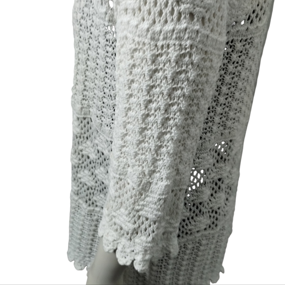 Chico's Women's XL Crochet Open Knit Cottagecore Romantic Grannycore Cardigan - Picture 4 of 9